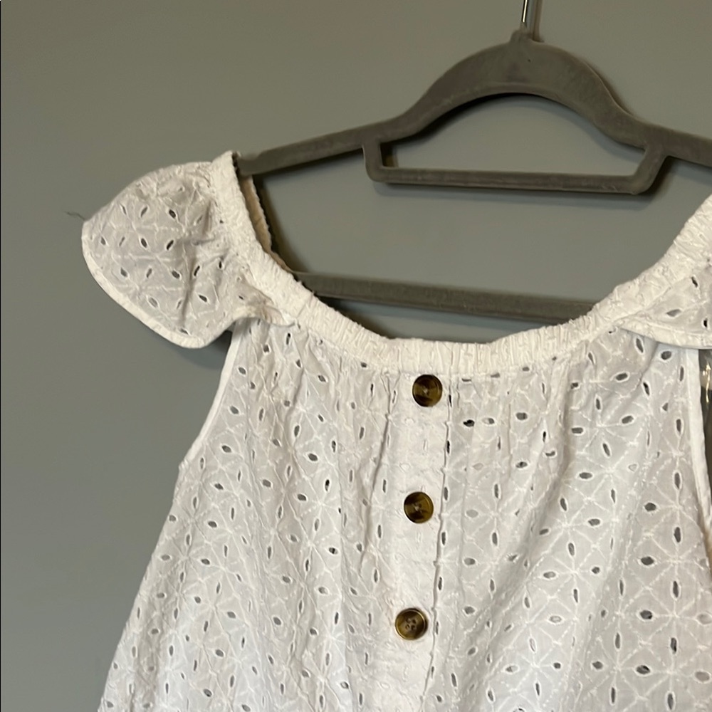 White Eyelet Off-Shoulder Top - Picture 4 of 10